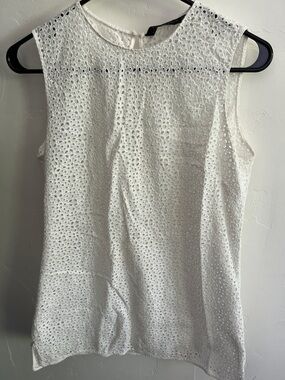 Zara White Eyelet Lace Sleeveless Top